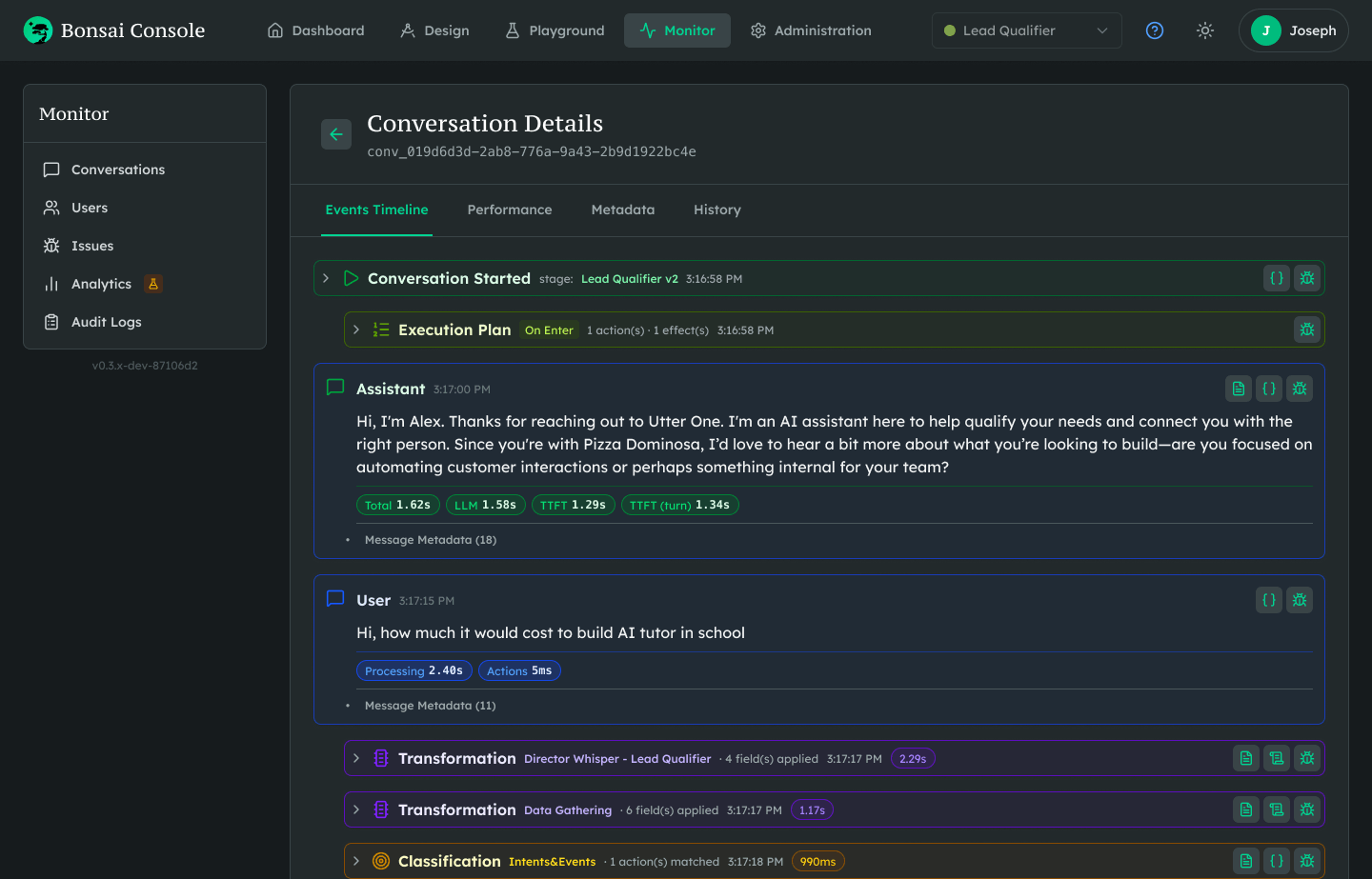 Conversations panel showing brand-safe interactions